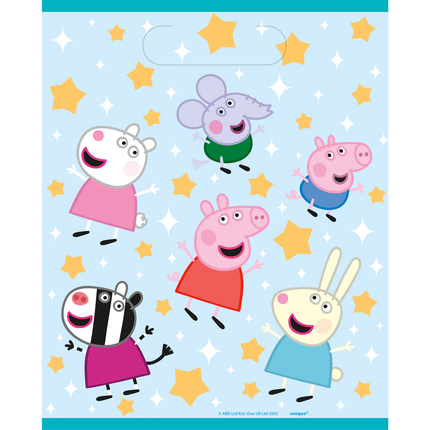 Peppa Pig Birthday Plastic Favour Bags, 8 Count