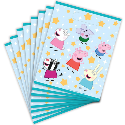 Peppa Pig Birthday Plastic Favour Bags, 8 Count