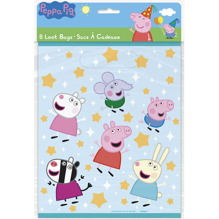 Peppa Pig Birthday Plastic Favour Bags, 8 Count