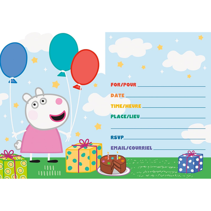Peppa Pig Rectangular Paper Cards Invitations