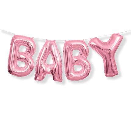 Pink Baby Foil Letter Balloon Banner Kit, 14"