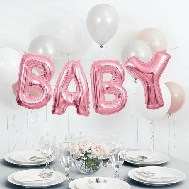 Pink Baby Foil Letter Balloon Banner Kit, 14"