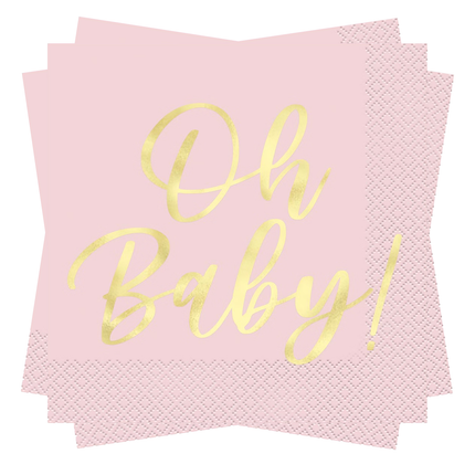 Pink Oh Baby Girl Foil Luncheon Napkins 16 ct
