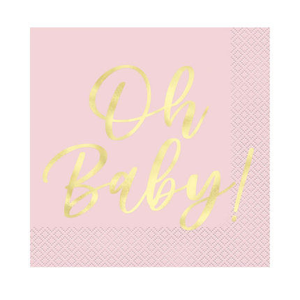 Pink Oh Baby Girl Foil Luncheon Napkins 16 ct