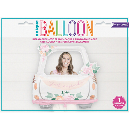 Pink Blooms Car Shaped "Just Married" Giant Foil Balloon 41"