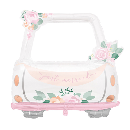 Pink Blooms Car Shaped "Just Married" Giant Foil Balloon 41"