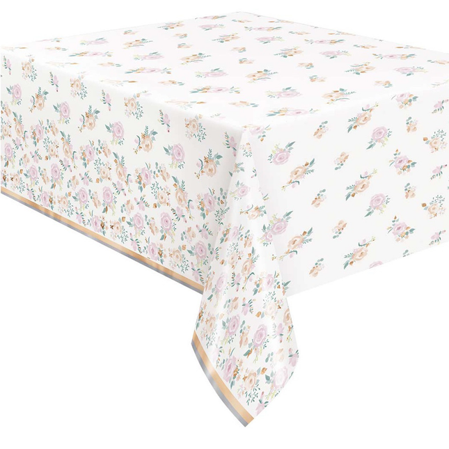 Pink Blooms Rectangular Foil Table Cover