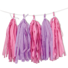 Pink and Purple Tissue Tassel Garland, 9 ft