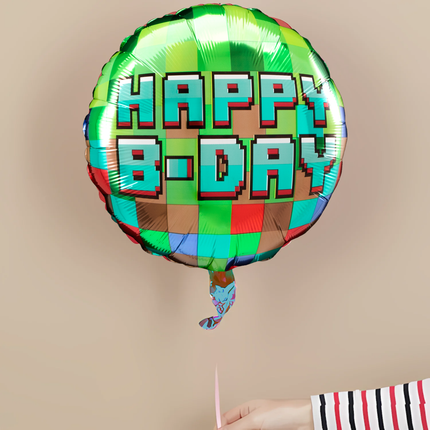 Pixel Party Round Foil Balloon 18 inches