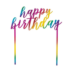 Rainbow Plastic Metallic Happy Birthday Cake Topper