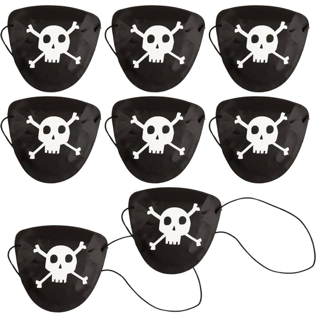 Plastic Pirate Eye Patch Favors, 8ct