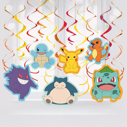 Pokémon Hanging Swirl Decorations (12ct) | Ceiling Swirls