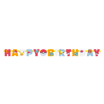 Pokémon Happy Birthday Banner 6 ft - component included in Pokemon Birthday Banner and Table Cloth - Party Decor