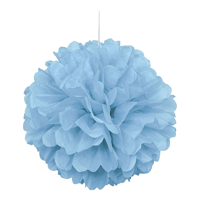 Powder Blue Hanging Tissue Pom Pom 16"