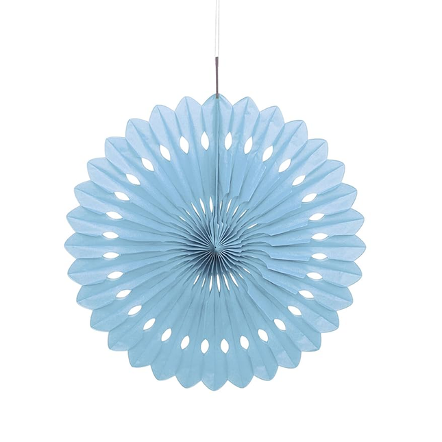 Powder Blue Solid Tissue Paper Fan 16"