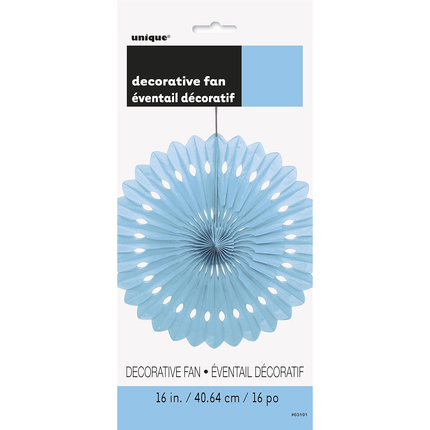 Powder Blue Solid Tissue Paper Fan 16"