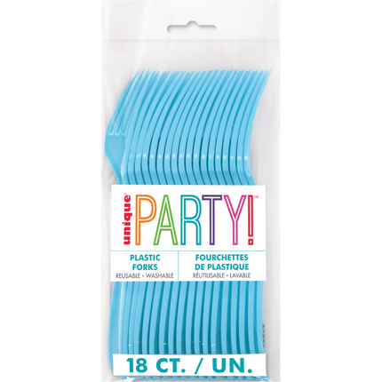 Powder Blue Solid Plastic Forks, 18ct