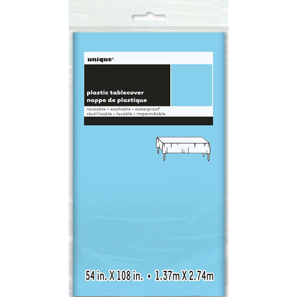 Powder Blue Solid Rectangular Plastic Table Cover, 54" x 108"