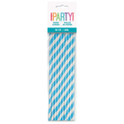 Powder Blue Striped Paper Straws, 10ct