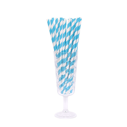 Powder Blue Striped Paper Straws, 10ct