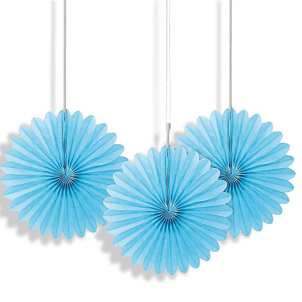 Powder Blue Tissue Paper Fans 6", 3ct
