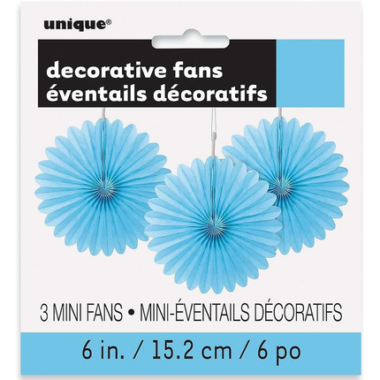 Powder Blue Tissue Paper Fans 6", 3ct