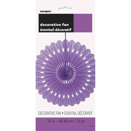 Pretty Purple Solid Tissue Paper Fan 16"