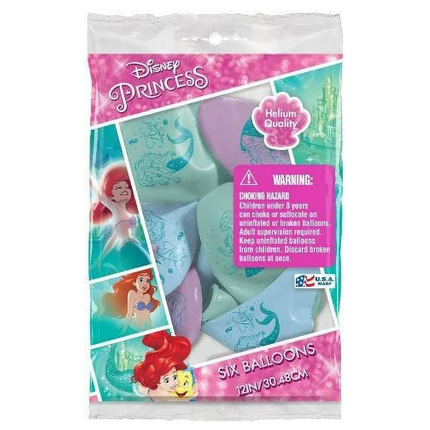 Princess Ariel Latex Balloons 12", 6ct