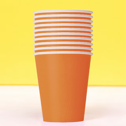 Pumpkin Orange Solid 9oz Paper Cups, 14ct