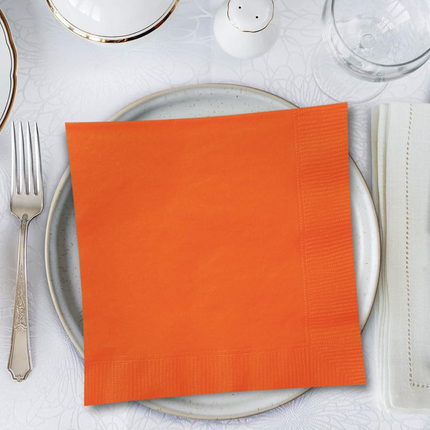 Pumpkin Orange Solid Luncheon Paper Napkins, 20ct