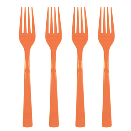 Pumpkin Orange Solid Plastic Forks, 18ct