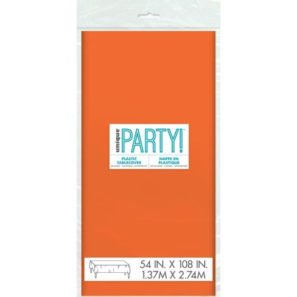 Pumpkin Orange Solid Rectangular Plastic Table Cover, 54" x 108"