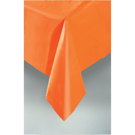 Pumpkin Orange Solid Rectangular Plastic Table Cover, 54" x 108"
