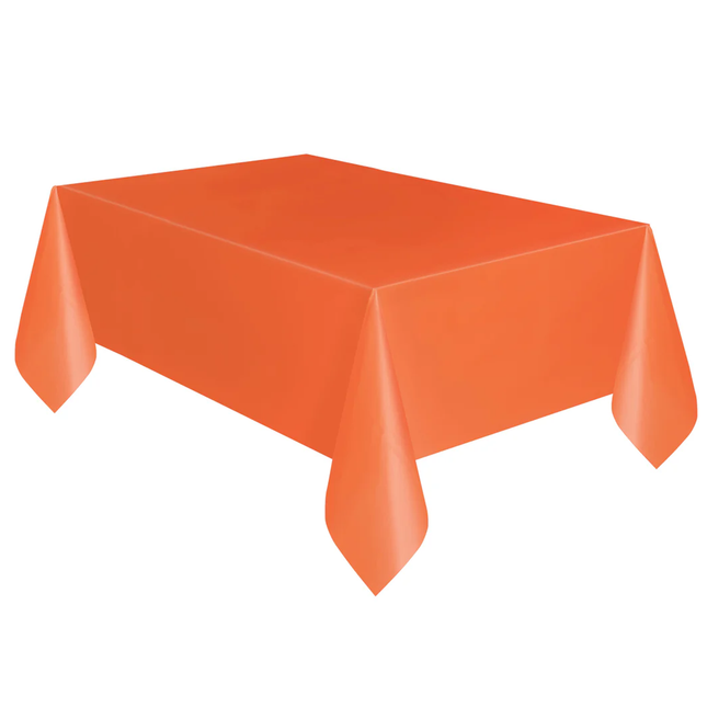Pumpkin Orange Solid Rectangular Plastic Table Cover, 54" x 108"