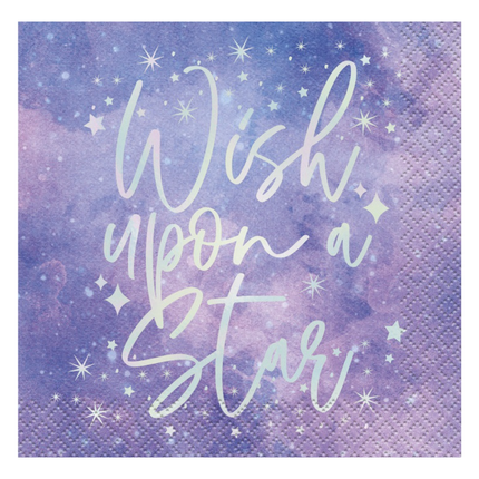 Purple Galaxy "Wish Upon a Star" Beverage Napkins, 16ct