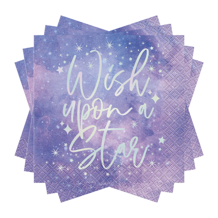 Purple Galaxy "Wish Upon a Star" Beverage Napkins, 16ct