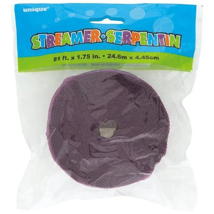 Purple Crepe Paper Streamer, 81 ft