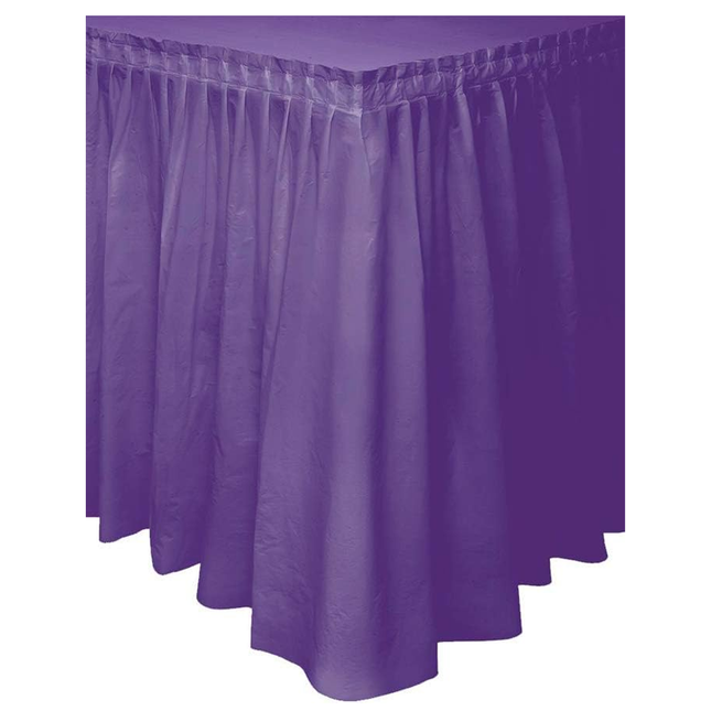 Purple Solid Plastic Table Skirt, 29" x 14 ft