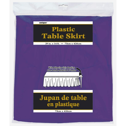 Purple Solid Plastic Table Skirt, 29" x 14 ft