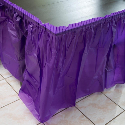 Purple Solid Plastic Table Skirt, 29" x 14 ft