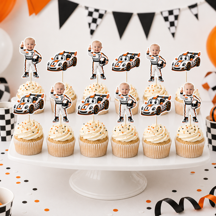 Racing Driver Custom Photo Cupcake Toppers 12ct