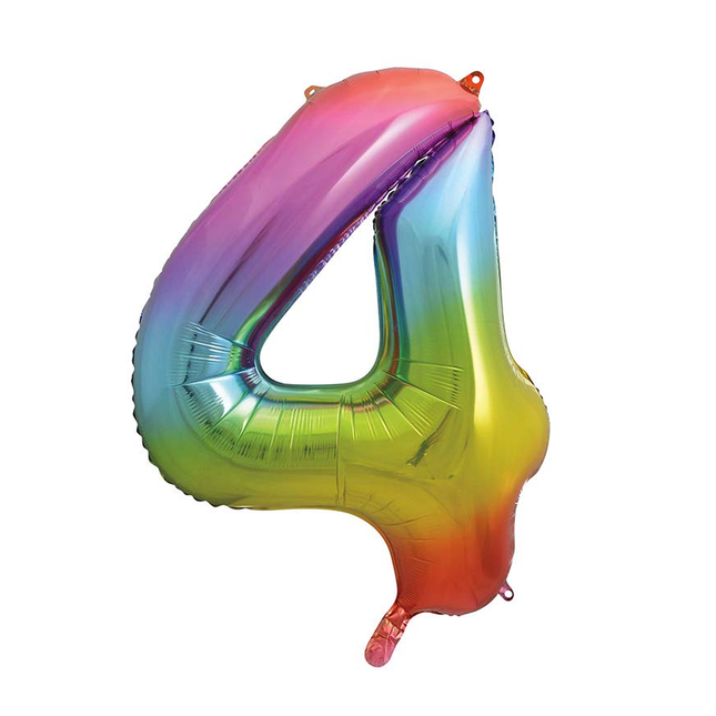 Rainbow 4 Number Foil Balloon 34"
