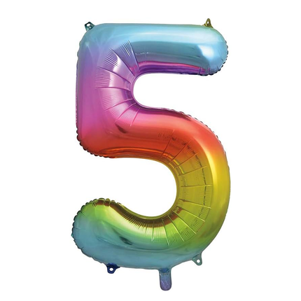 Rainbow 5 Number Foil Balloon 34"