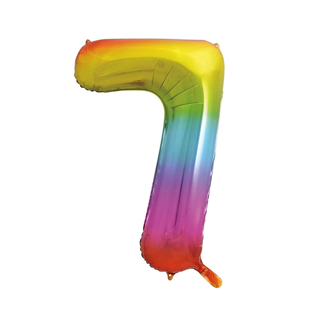 Rainbow 7 Number Foil Balloon 34"