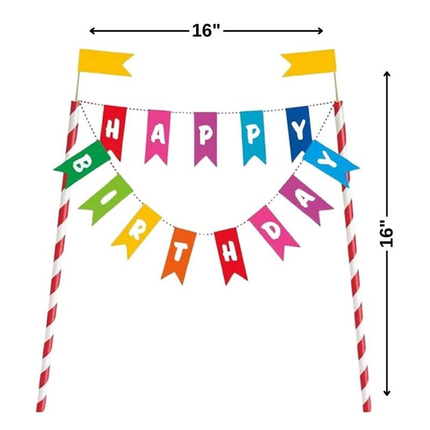 Rainbow Birthday Bunting Cake Topper