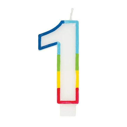 Rainbow Border Number 1 Birthday Candle