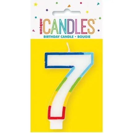 Rainbow Border Number 7 Birthday Candle