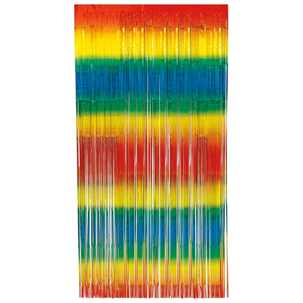 Rainbow Metallic Fringe Door Curtain, 3.25 ft x 6.5 ft