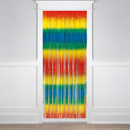 Rainbow Metallic Fringe Door Curtain, 3.25 ft x 6.5 ft