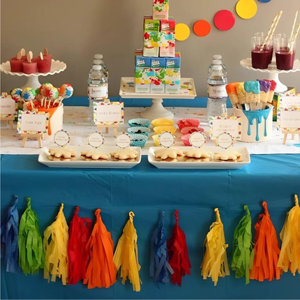 Rainbow Tissue Tassel Garland, 9 ft